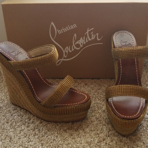 Christian Louboutin Shoes - Christian Louboutin gold chain rope wedge